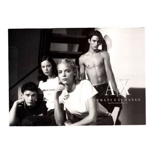 Max Racks Ad Card A/X Armani Exchange 4 Sexy Models Promo Fashion B&W 4x6” New